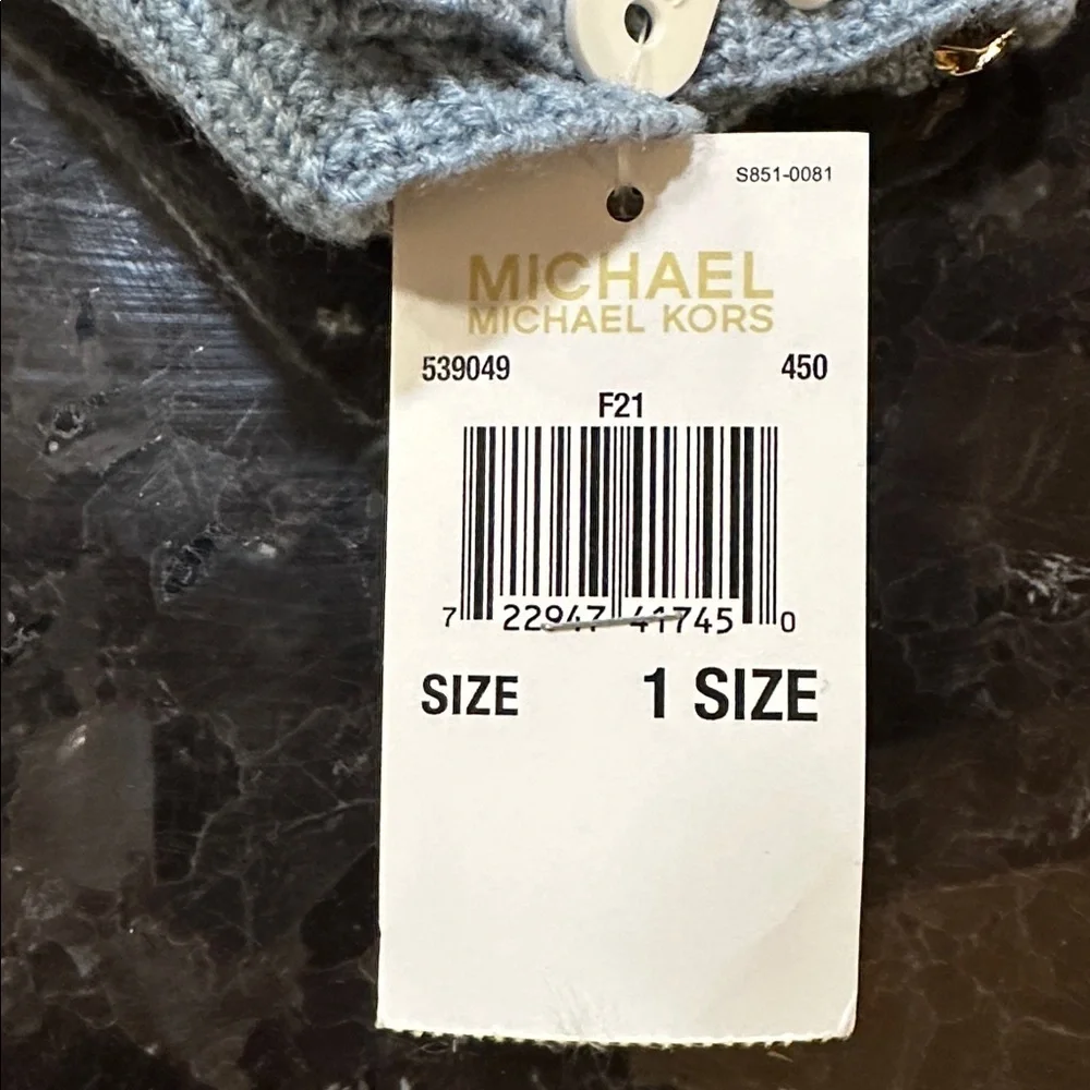 Michael Kors Baby Blue Knit Gloves with side Zipper